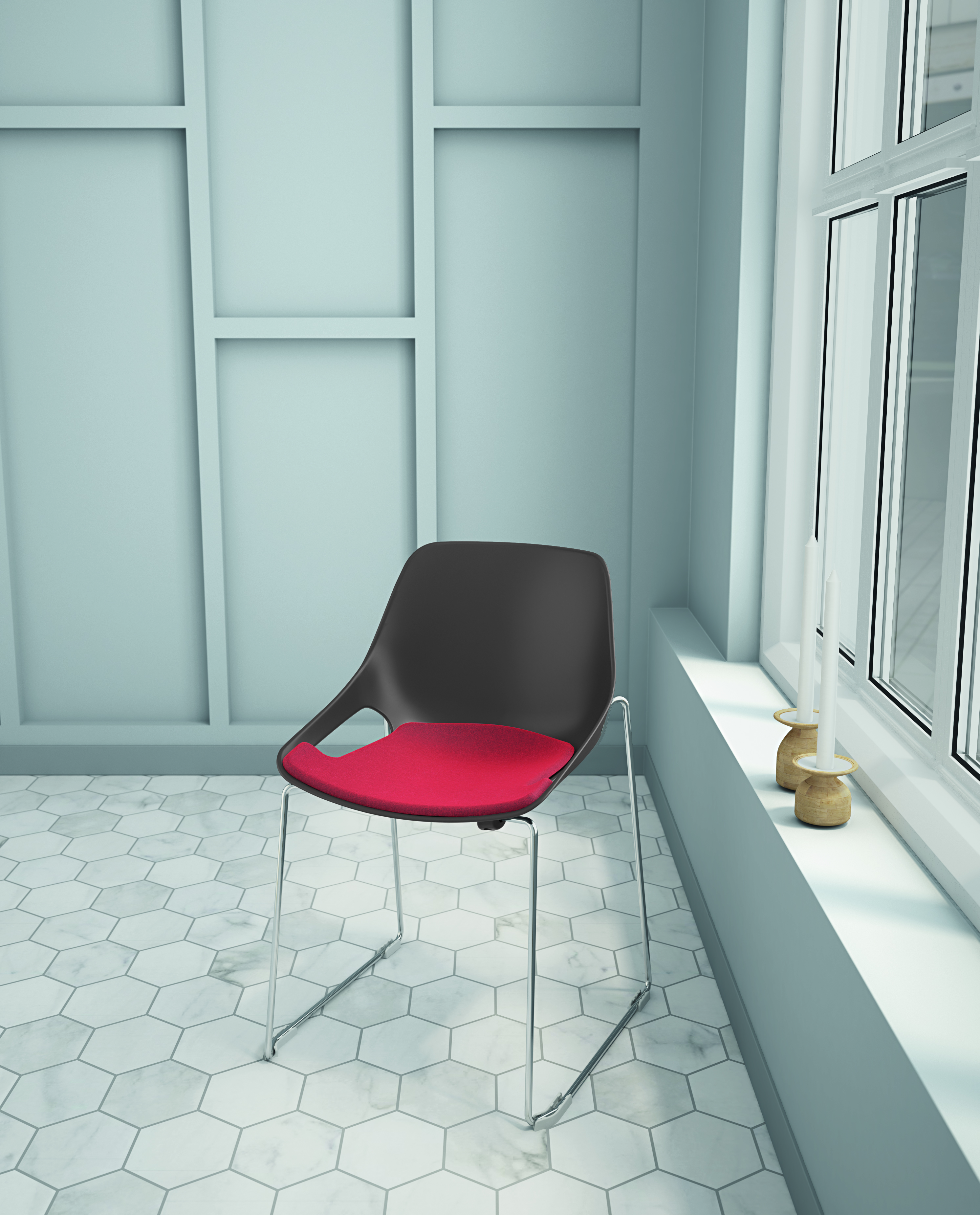 Chaise Q5 en 4 pieds métal chromé - Assise polypropylène additional image